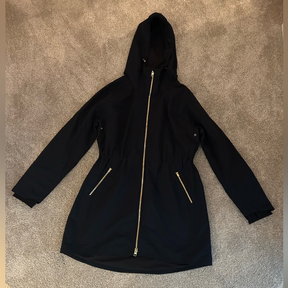 Athleta Blue Hooded Jacket with Gold Zipper